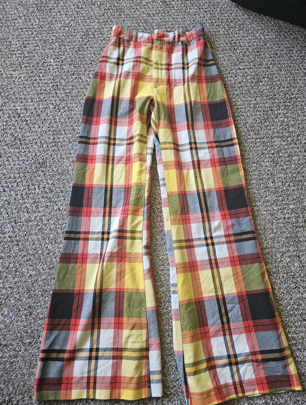 Free People Jules Bell Bottom Flare Plaid Trousers Size 2